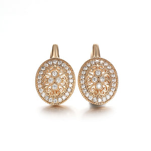 PATAYA Hollow Drop Gold Colored Zircon Earrings