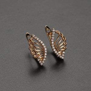 PATAYA Hollow Drop Gold Colored Zircon Earrings