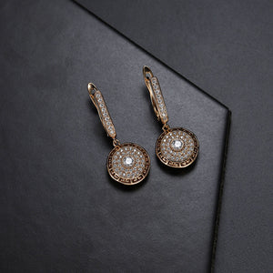 PATAYA Hollow Drop Gold Colored Zircon Earrings