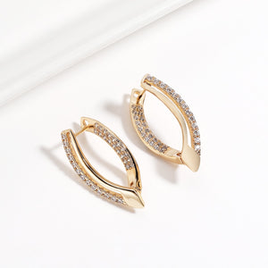 PATAYA Hollow Drop Gold Colored Zircon Earrings