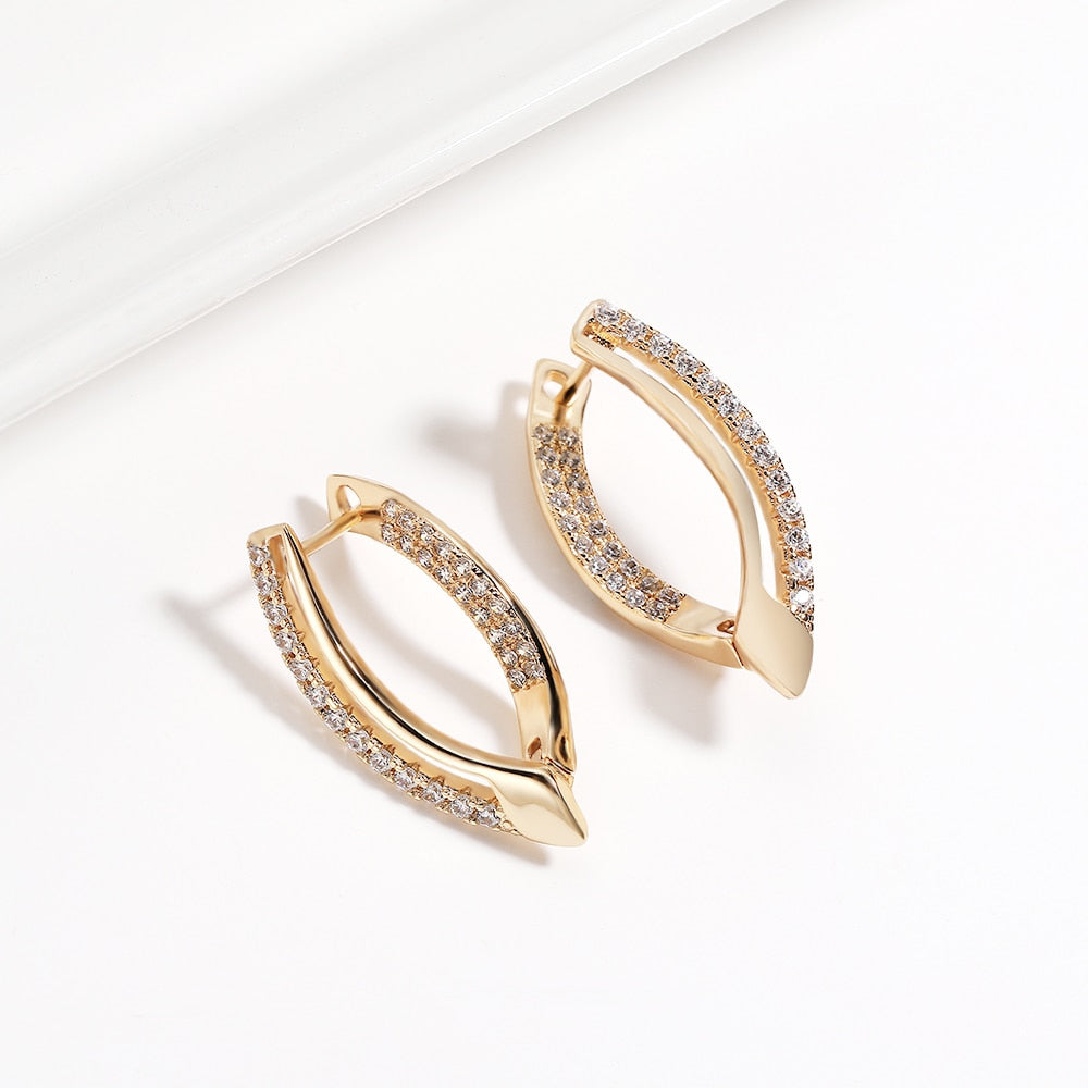 PATAYA Hollow Drop Gold Colored Zircon Earrings