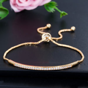 Adjustable Bracelet Bangle Brilliant CZ Rose Gold Color