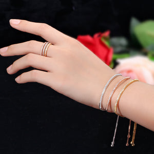 Adjustable Bracelet Bangle Brilliant CZ Rose Gold Color