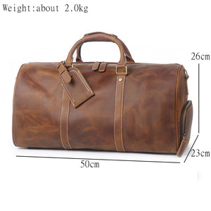 Leather Travel Bag Durable Genuine Leather Tote Travel Duffel Large Overnight Weekend Luggage Bags