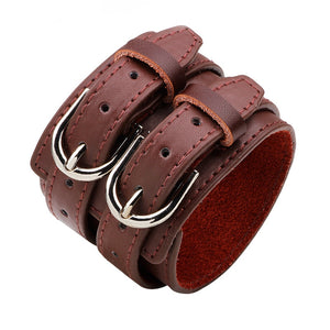 Wide Genuine Leather Cuff Bracelets