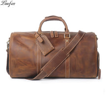 Load image into Gallery viewer, Leather Travel Bag Durable Genuine Leather Tote Travel Duffel Large Overnight Weekend Luggage Bags