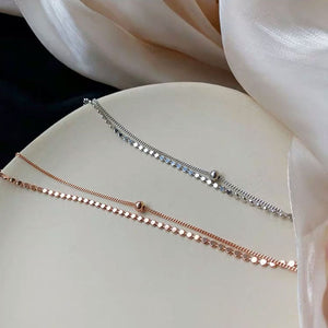 925 Silver Charm Double Layer Bead Chain Bracelet