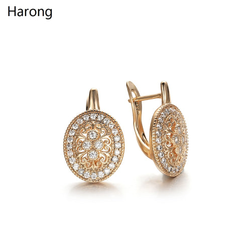 PATAYA Hollow Drop Gold Colored Zircon Earrings