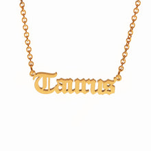 Load image into Gallery viewer, Gold Filled Old English Zodiac Sign Necklaces