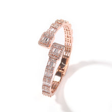 Load image into Gallery viewer, CZ Opened Square Zircon Baguette Iced Out Adjustable Bracelet