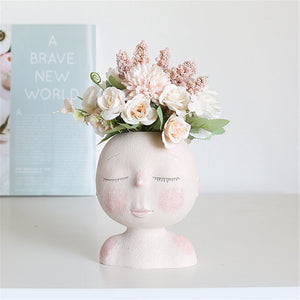 Girls Face Head Flower Succulent Flower Pot