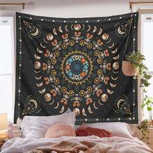 Load image into Gallery viewer, Moon Phase Botanical Celestial Floral Wall Tapestries