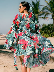 Beautiful Prints Swimsuit Cover Ups Kaftan Beach Tunic Dresses