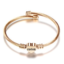 Load image into Gallery viewer, Gold Color Stainless Steel Heart Bracelet Bangle With Letter