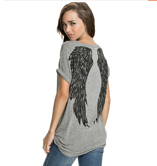 Angel Wings Roll Sleeve T-shirt - Love Essential Being