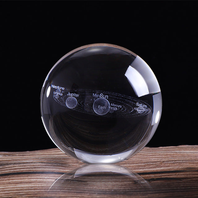 Solar System Planets Glass Ball 3D Laser Engraved Ornament 60/80mm - Love Essential Being