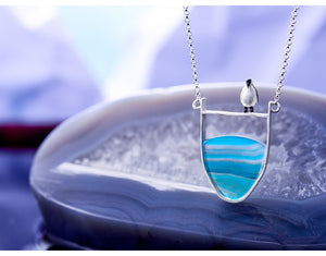 Sterling Silver Agate Penguin Pendant - Love Essential Being