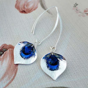 Exquisite Sterling Silver Blue Crystal Dangle Earrings - Love Essential Being