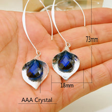 Load image into Gallery viewer, Exquisite Sterling Silver Blue Crystal Dangle Earrings - Love Essential Being