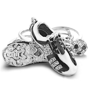 Football Soccer Ball and Shoe Rhinestone Crystal Keychain Bag Charm - Love Essential Being
