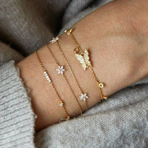 5Pcs/set Bohemian Gold Color Moon Leaf Crystal Bracelet Set - Love Essential Being