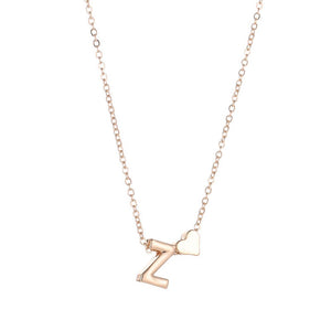 Dainty Heart Initial Letter Necklace - Love Essential Being