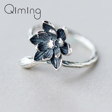 Load image into Gallery viewer, Black Lotus Flower Vintage Ring - Love Essential Being