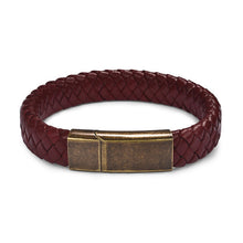 Load image into Gallery viewer, Punk Black/Brown Braided Leather Bracelet Stainless Steel Magnetic Clasp - Love Essential Being