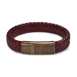 Punk Black/Brown Braided Leather Bracelet Stainless Steel Magnetic Clasp - Love Essential Being