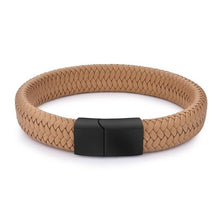 Load image into Gallery viewer, Punk Black/Brown Braided Leather Bracelet Stainless Steel Magnetic Clasp - Love Essential Being
