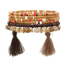 Load image into Gallery viewer, 3-4pcs/set Multilayer Crystal Stone Bead Tassel Charm Bracelets