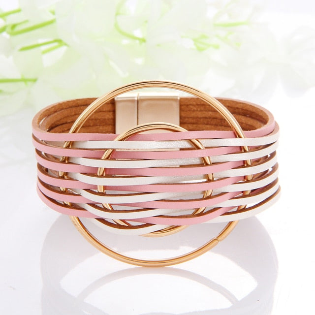 Multilayer Leather Braided Wide Wrap Bohemian Style Bracelets - Love Essential Being