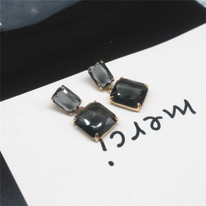 Designer Double Square Glass Crystal Earrings - Love Essential Being