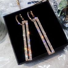 Load image into Gallery viewer, Long Geometric Luxury Gold Silver Color Rhinestone Earrings - Love Essential Being