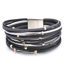 Load image into Gallery viewer, Metal Bead Genuine Leather Thin Cuff Bracelets - Love Essential Being