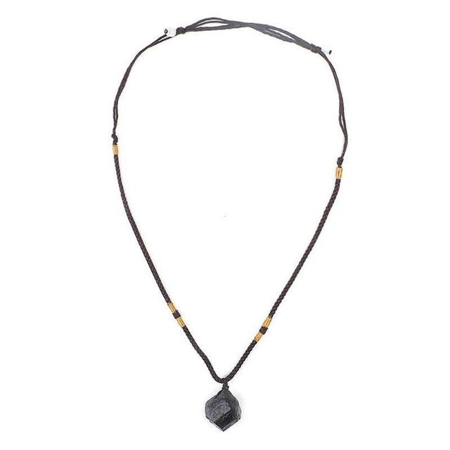 Natural Black Tourmaline Stone Pendant Necklace - Love Essential Being