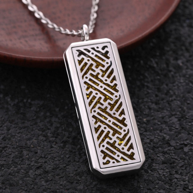 Aromatherapy Jewelry Rectangle Stainless Steel Magnetic Pendant