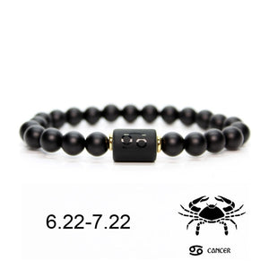 Black Stone Beads 12 Constellation Bracelets