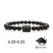 Load image into Gallery viewer, Black Stone Beads 12 Constellation Bracelets