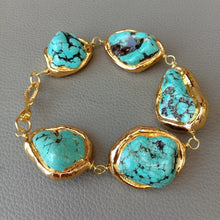 Load image into Gallery viewer, 9&#39;&#39; Freeform Blue Howlite 24K Gold Plated Bracelet - Love Essential Being