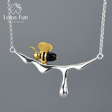 Load image into Gallery viewer, Lotus Fun 18K Gold Bee and Dripping Honey Pendant Necklace