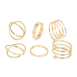 Silver & Gold Geometric Rings Set - Love Essential Being