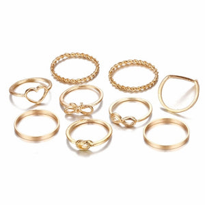 Silver & Gold Geometric Rings Set - Love Essential Being