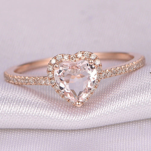 Rose Gold Crystal Heart Shaped Zircon Rings - Love Essential Being