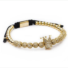 Load image into Gallery viewer, Roman Royal Crown Charm Gold Braided Adjustable Bracelets - Love Essential Being