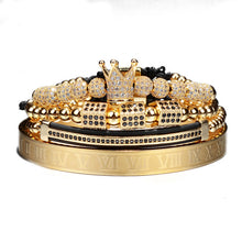 Load image into Gallery viewer, Roman Royal Crown Charm Gold Braided Adjustable Bracelets - Love Essential Being