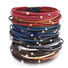 Load image into Gallery viewer, Metal Bead Genuine Leather Thin Cuff Bracelets - Love Essential Being