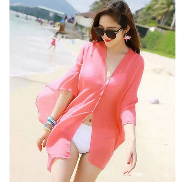 Chiffon Swim Wear Beach Bikinis Sundress Beach Dress