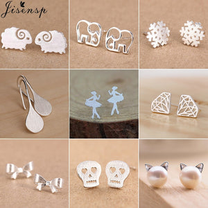 Minimalist Silver Cute Animal Stud Earrings