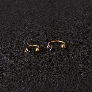 1pc 6/8mm Stainless Steel Zircon Cz Hoop Tragus Cartilage Helix Stud Earrings